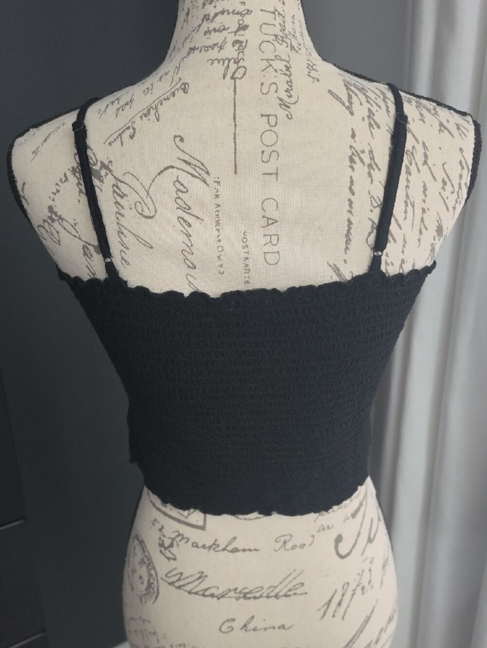 aerie Black Smocked Crop Cami - Picture 4 of 7